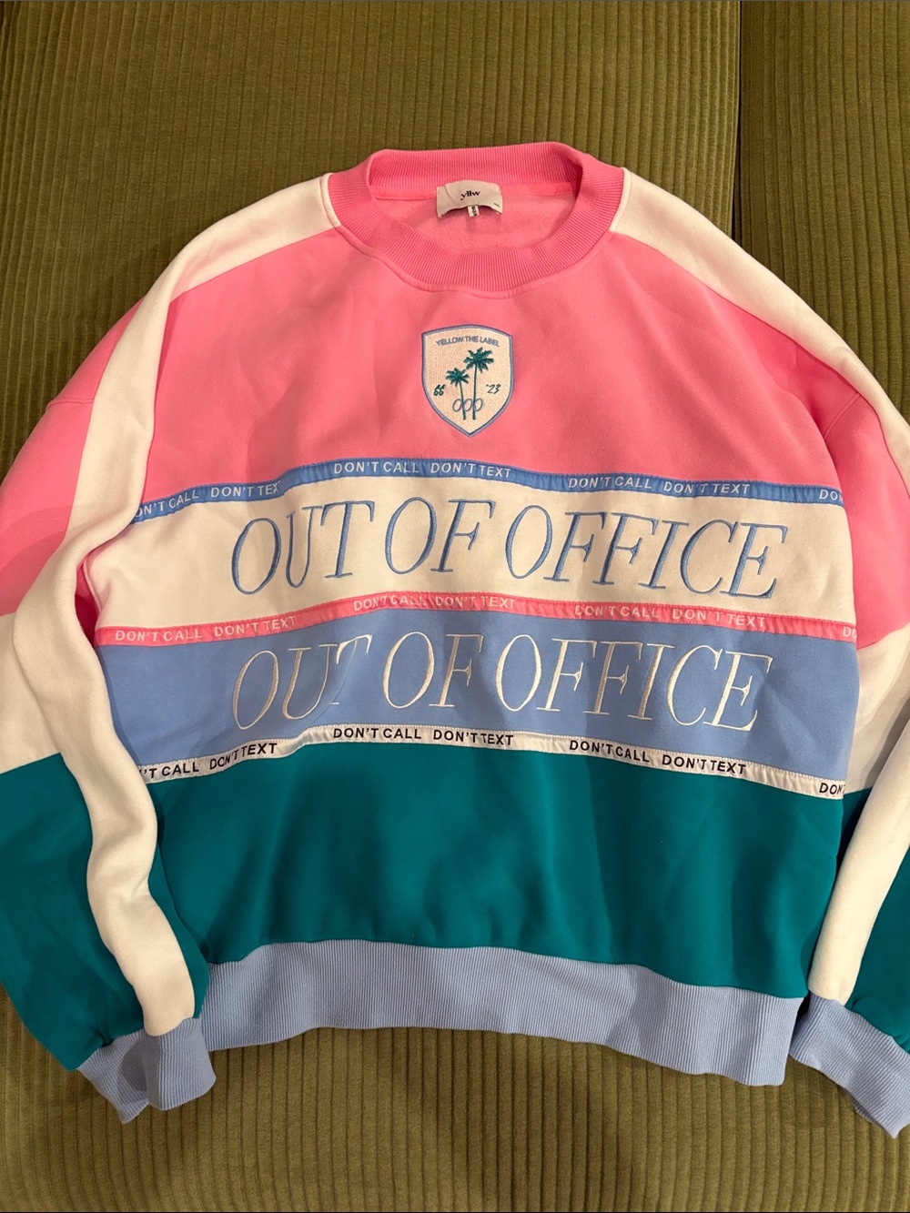 Yellow the Label OOO Club Varsity Oversized Sweatshirt Sz XXXL